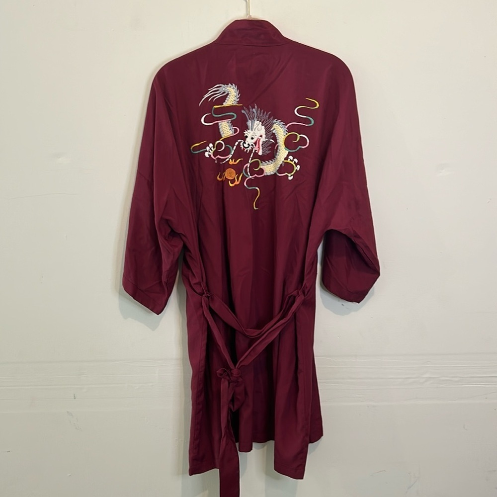 1950’s Health red burgundy vintage Chinese dragon robe size medium